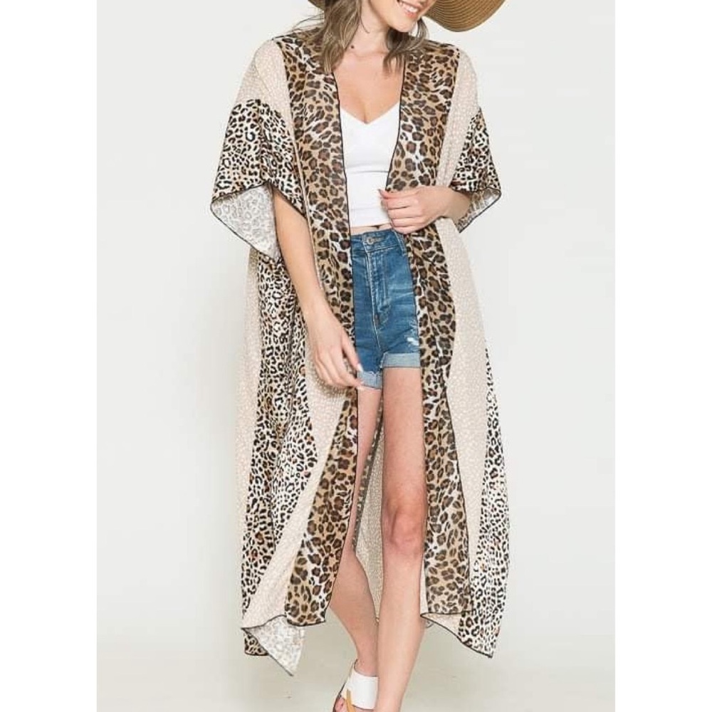 Now n Forever LEOPARD LONG KIMONO